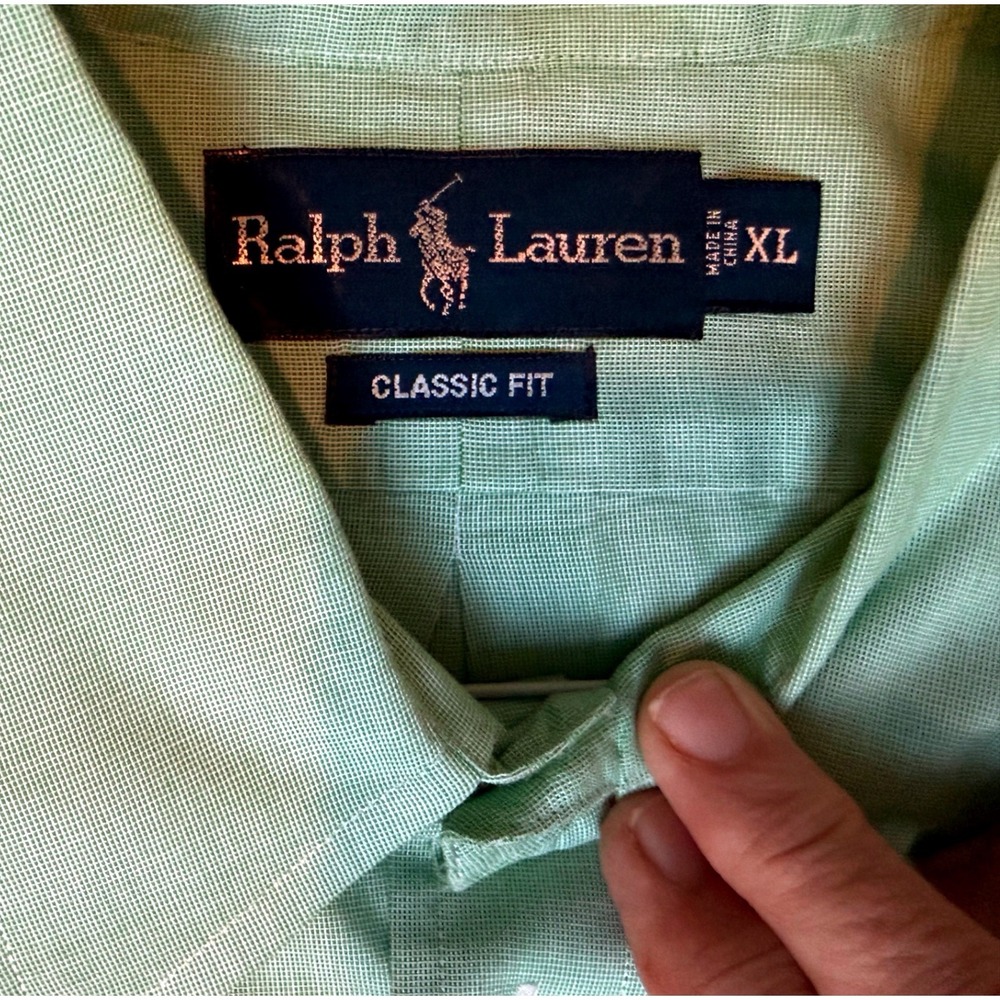 Polo Ralph Lauren Mens XL Classic Fit Button Down Shirt Green Long Sleeve Pony - Picture 2 of 7
